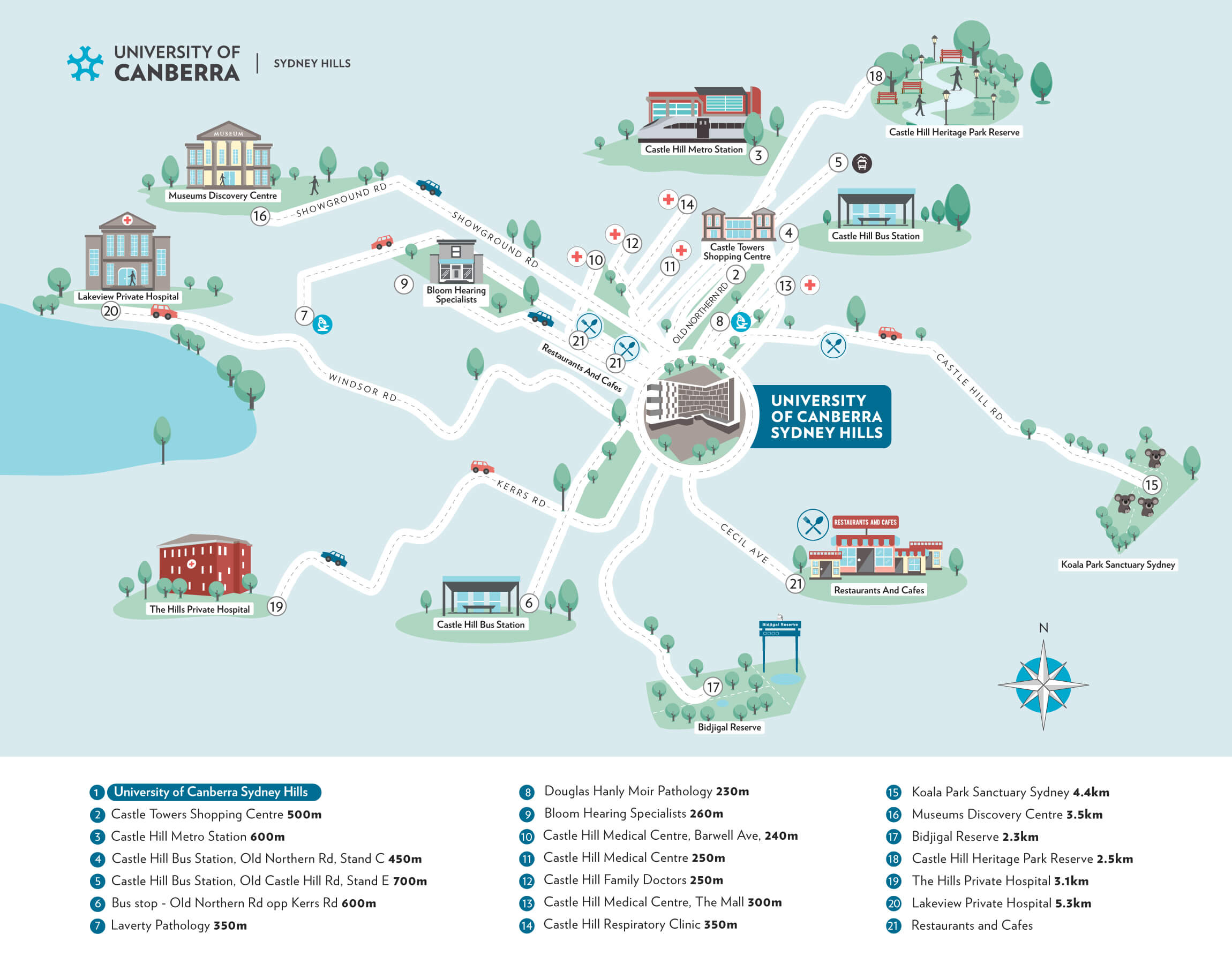 Sydney Hills campus map University of Canberra